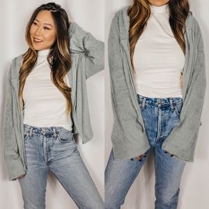 NEW // Fuzzy Soft Zipper Up Hooded Jacket - Blue